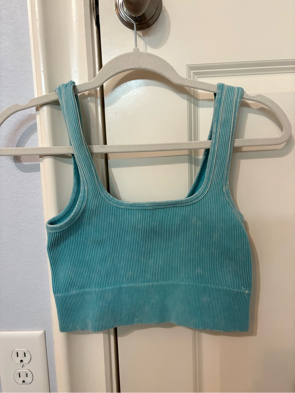Zenana Outfitters Ribbed Cropped Tank - Aqua